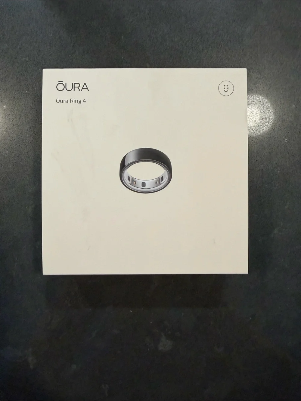 Oura Ring 4 Silver with Dark Gray Band - Size 9